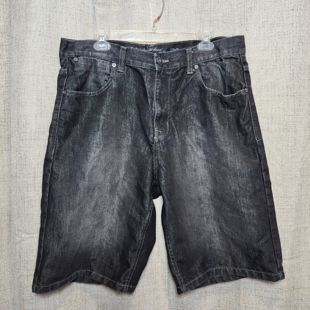 PD&C Black Denim Shorts Men's 36 Faded Y2K Grunge Baggy Skater Hip Hop